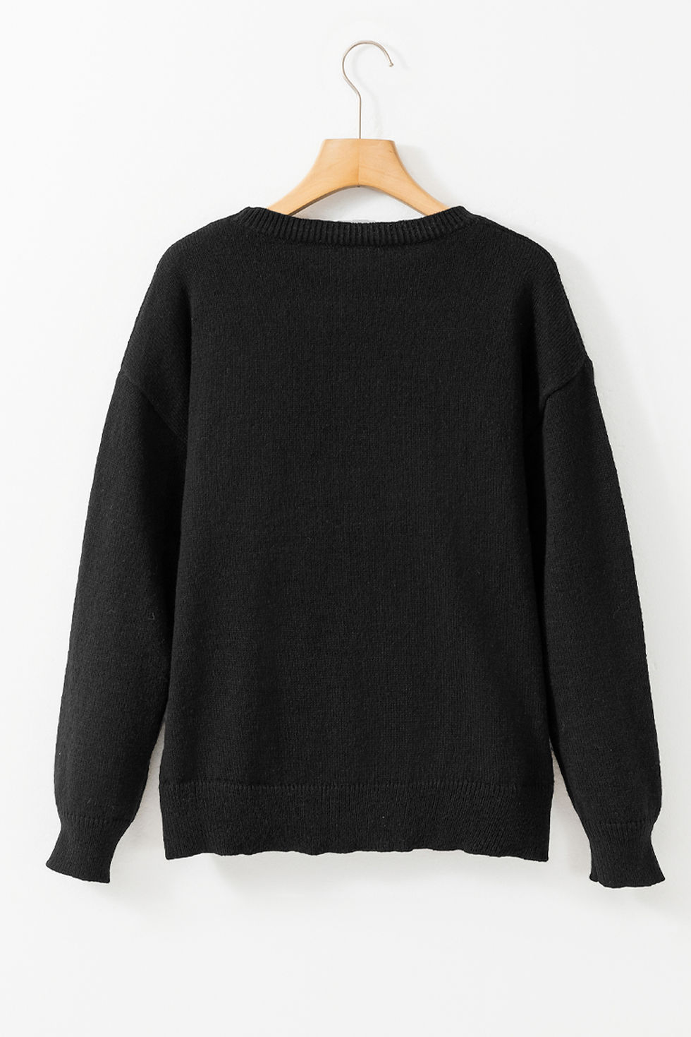 Thumbnail: Black Howdy Heart Graphic Round Neck Casual Sweater