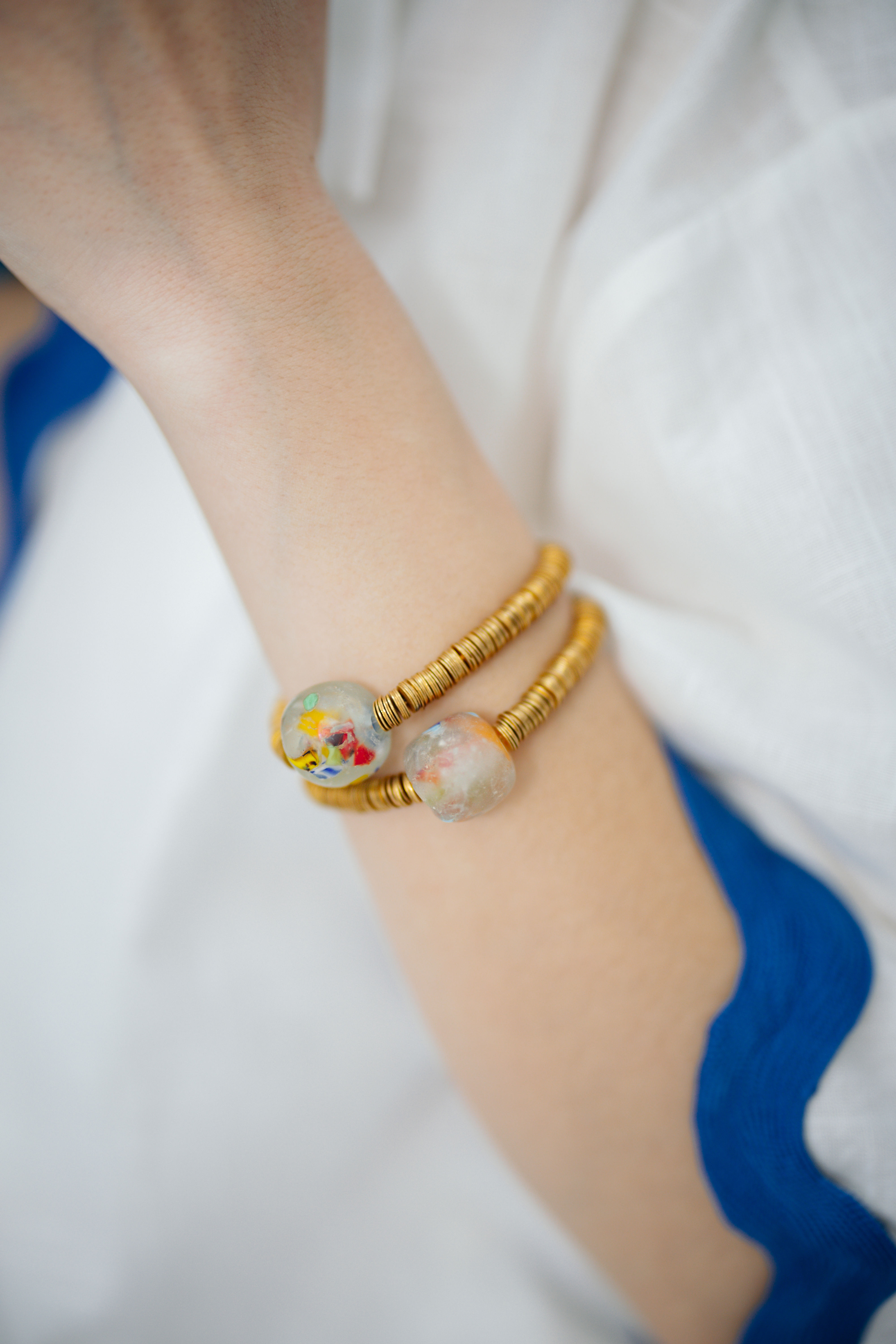 No.53 - Afrika Camı Detaylı Etiyopya Pirinci Bileklik - S/S '26