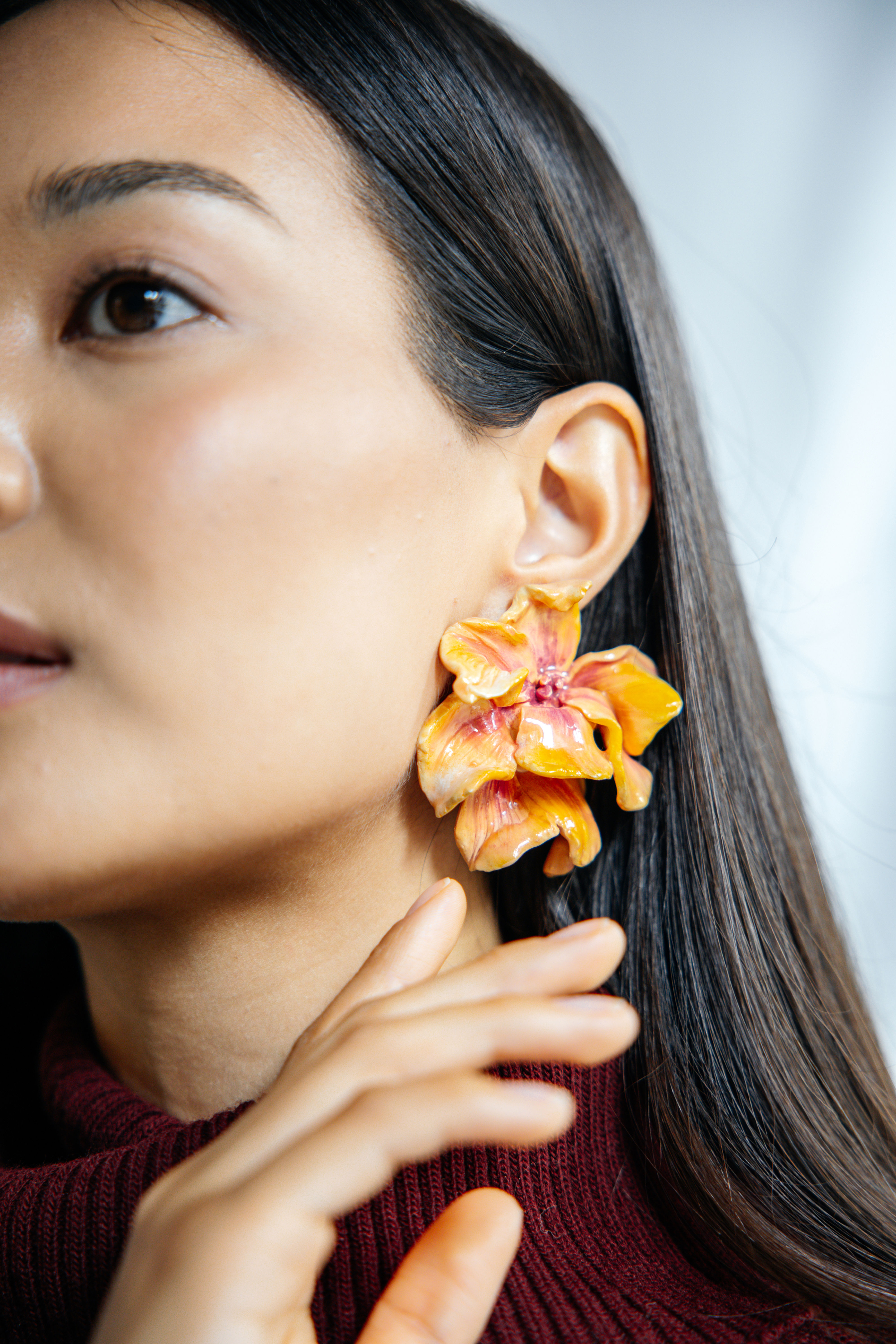 THERRASA - Big Floral Dimensional Earring - A/W 25-26 Silent Reverie