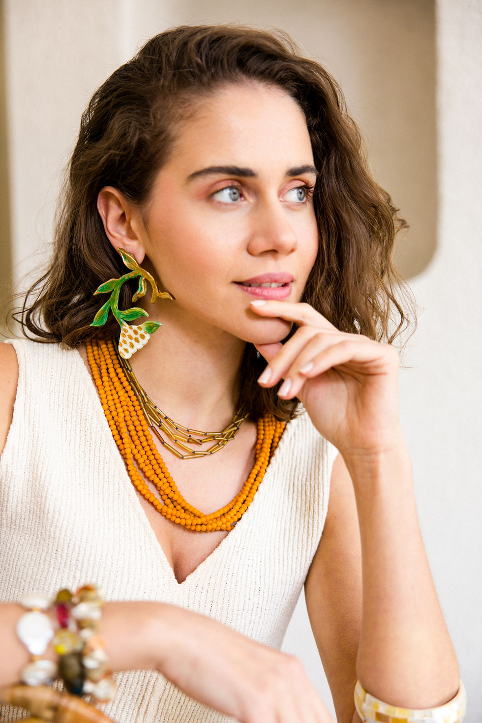 Küçük resim: LUMA - Sarı Cam Boncuklu Kolye