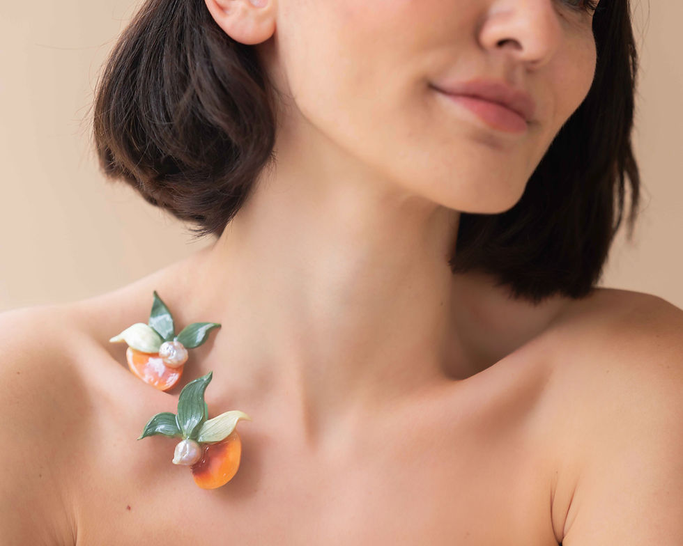 Thumbnail: PERSIMMON - Fruit Shaped Pearl Earring