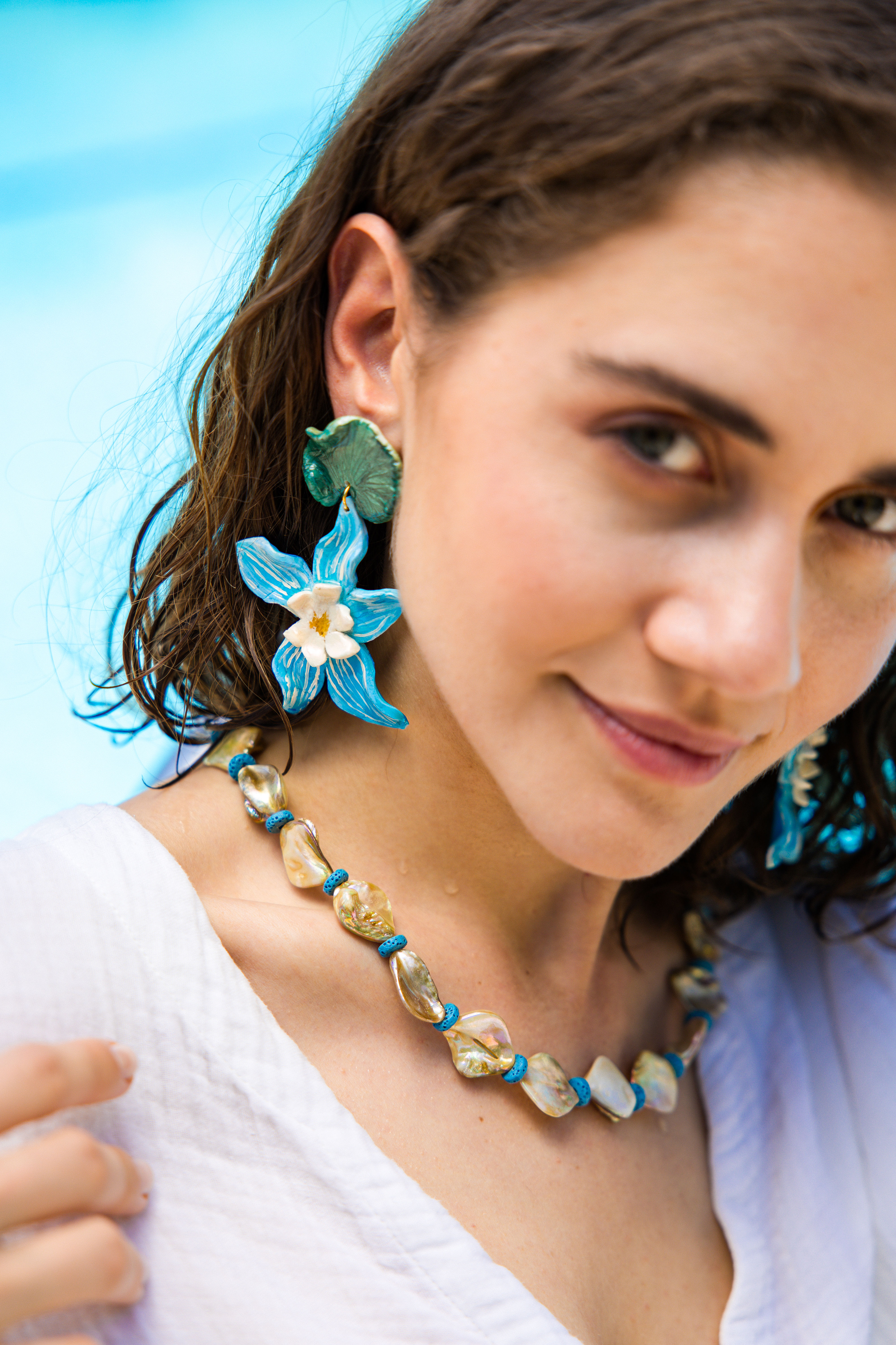 AQUARELLE - Blue Flower Earrings