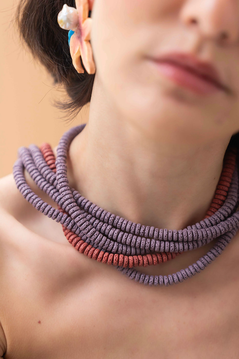 Thumbnail: VALORA II - Layered Lava Stone Necklace