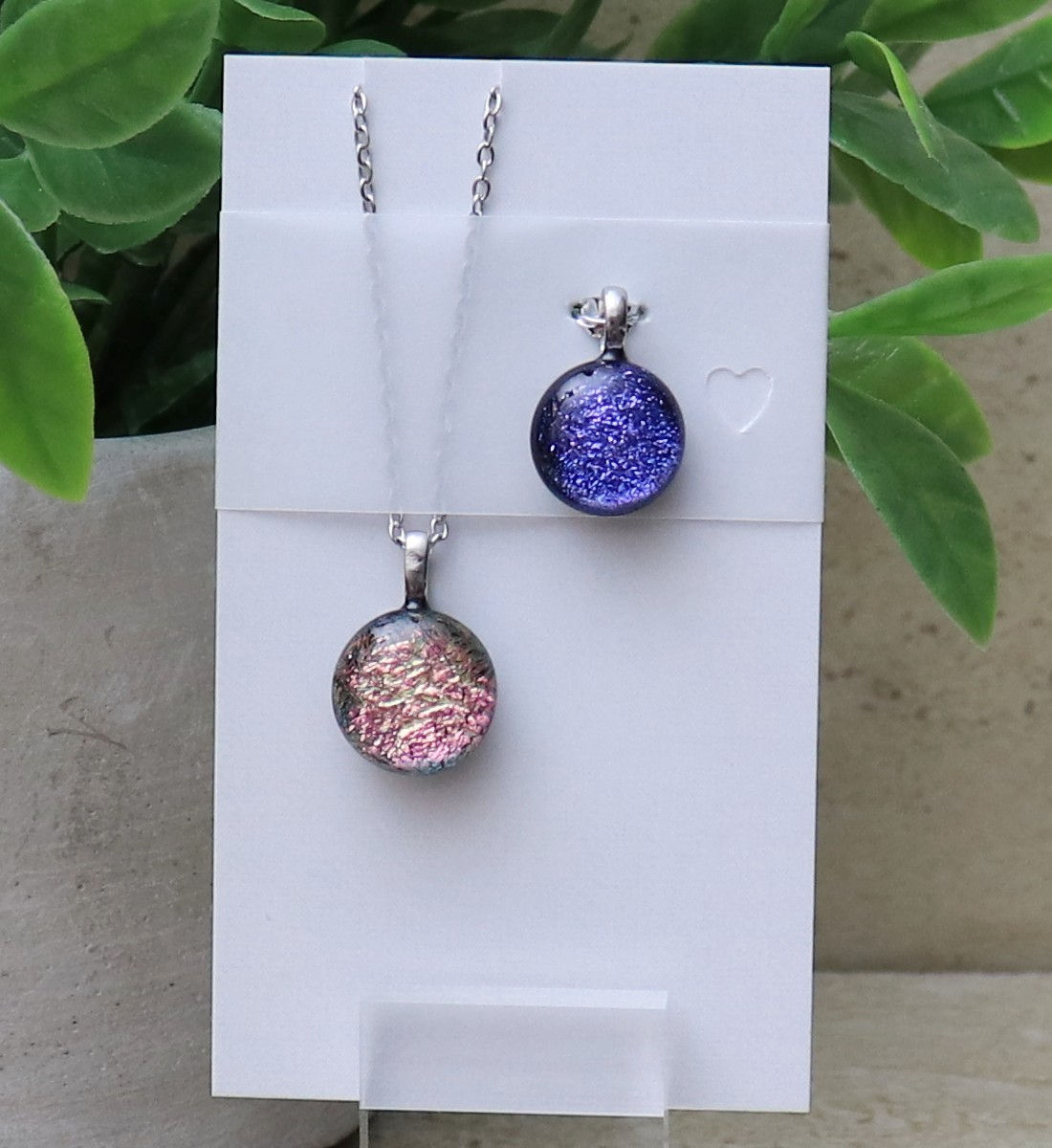 Salmon Pink and Purple Dichroic Dot Duo Collection