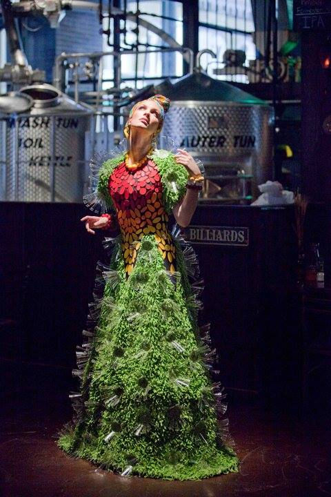 Material: carpet, pieces of wood ,recycled plastic cups