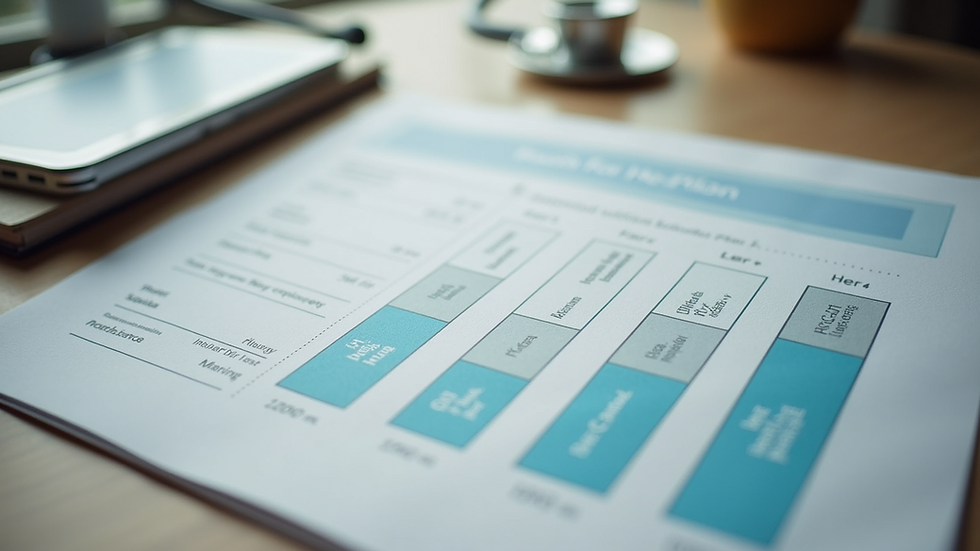 High angle view of a healthcare brochure with different insurance plan options