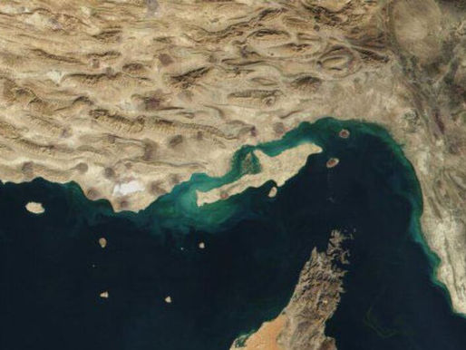 Satellite image of the Strait of Hormuz.