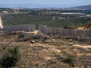 Concrete T-walls erected by the Israel Defense Forces (IDF) near Yaroun, south Lebanon