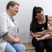 Waiting for vaccination against influenza at a health centre in Kyiv's Shevchenkivskyi district