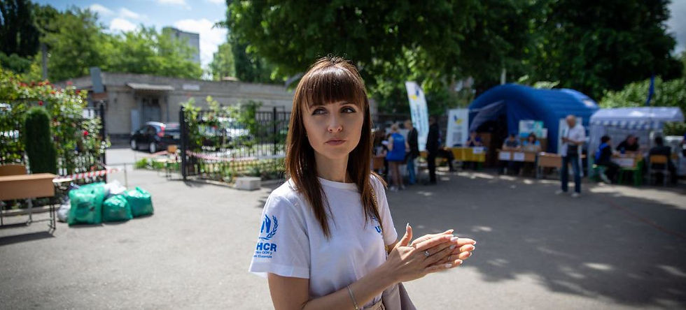 Viktoriia Tiutiunnyk, an assistant external relations officer working in Ukraine for the UN refugee agency, UNHCR.