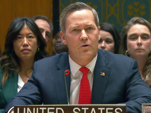 US Ambassador Mike Waltz addresses the UN Security Council meeting on a resolution authorizing a Board of Peace and an International Stabilization Force in Gaza