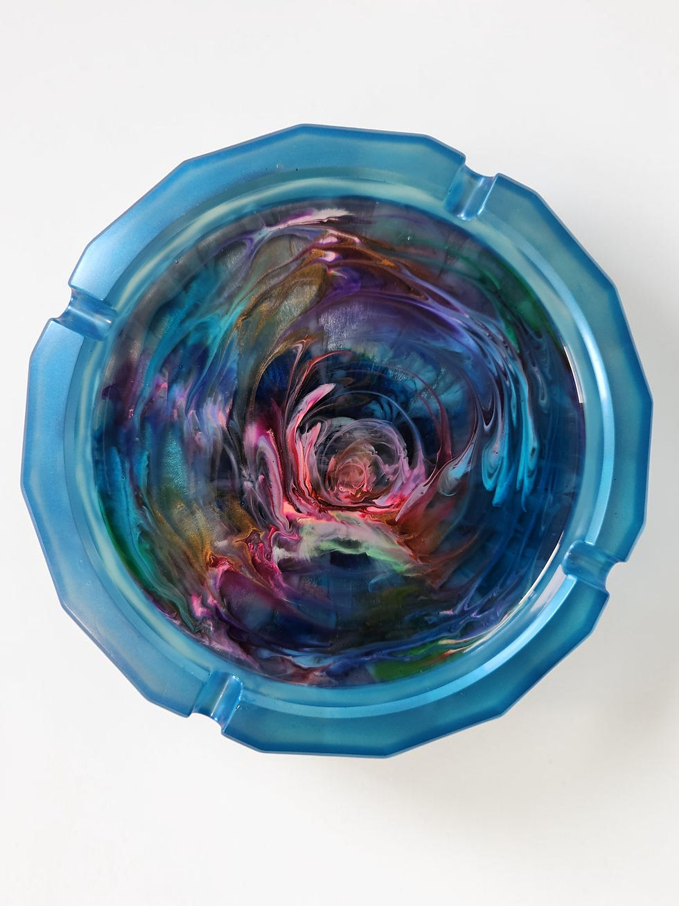 Resin Ashtray (Large) - Blue Swirl