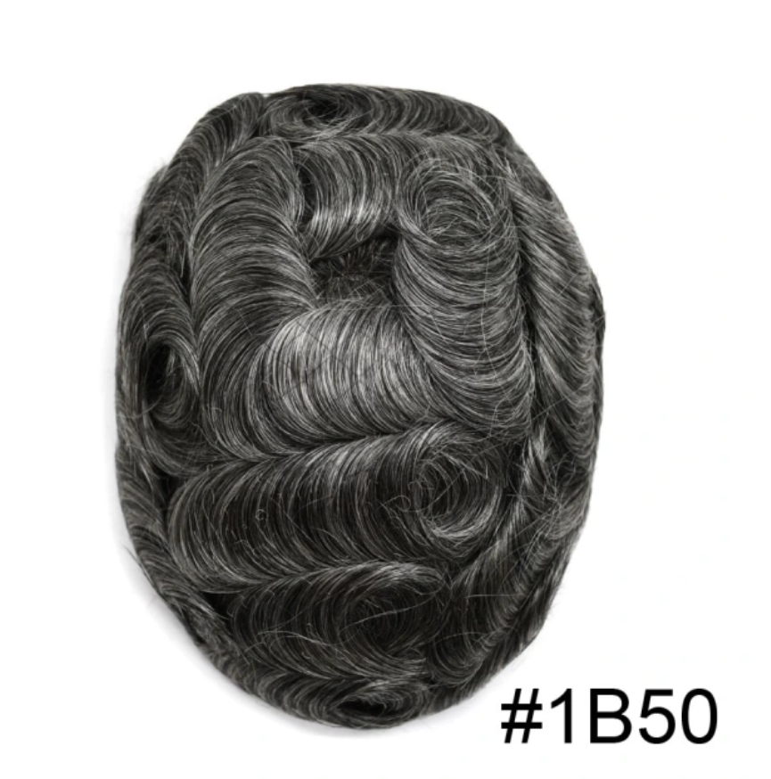 Thumbnail: Black with 50% Grey hair system I Yalla Hair