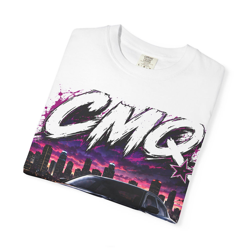 Thumbnail: CMQ Muscle Car Graphic T-Shirt | Neon City Night Skyline