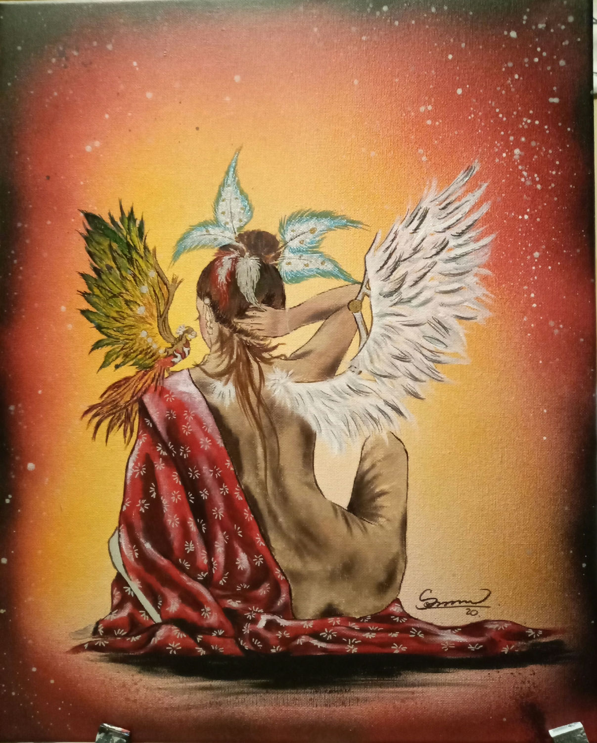 Lady angel acryl painting on canvas