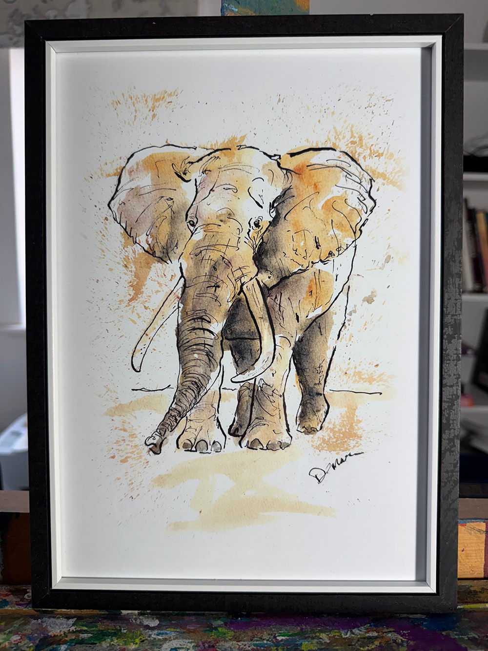 Framed A4 Elephant Print