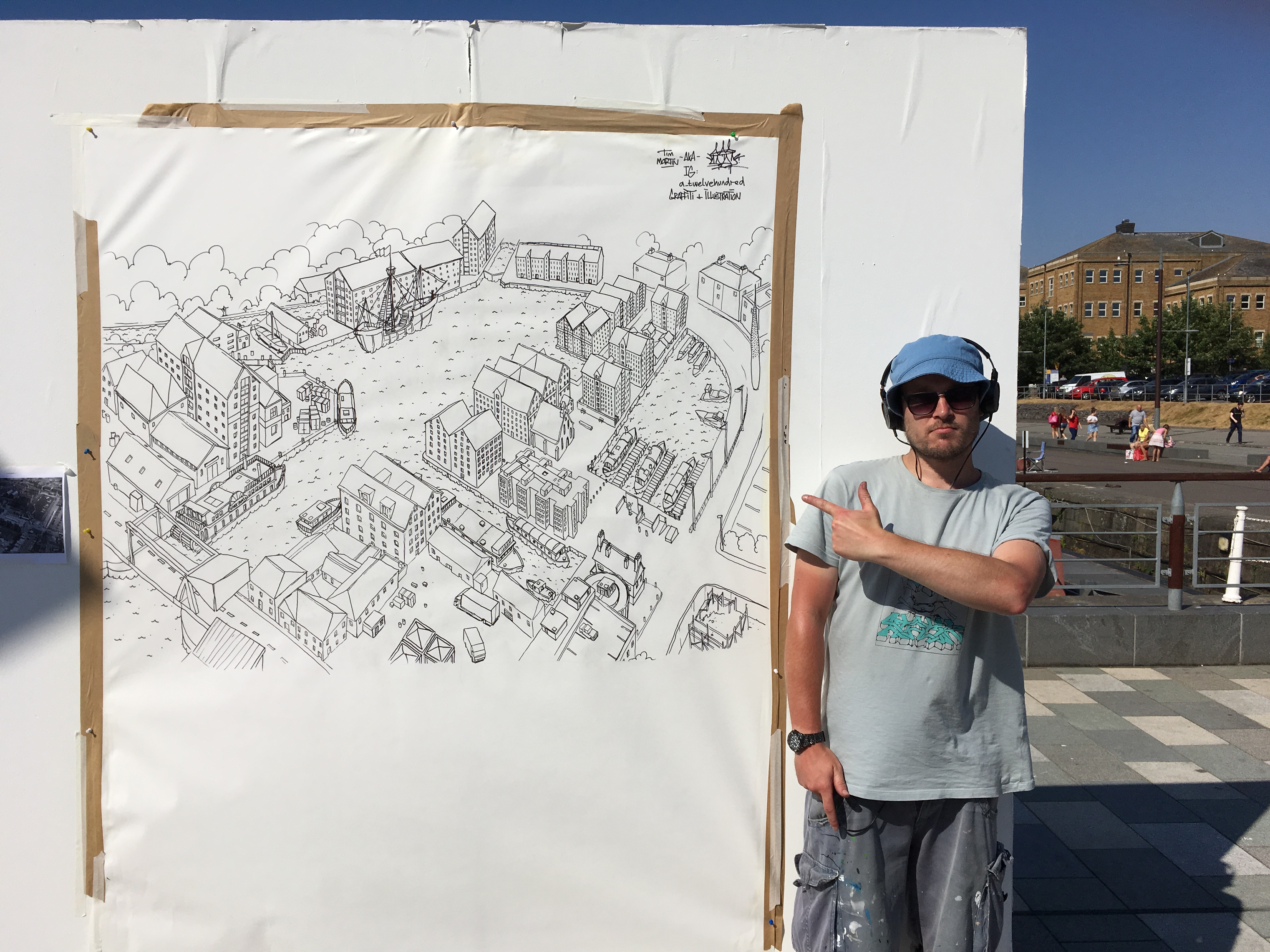 Live Art - Drawing Gloucester Docks on location