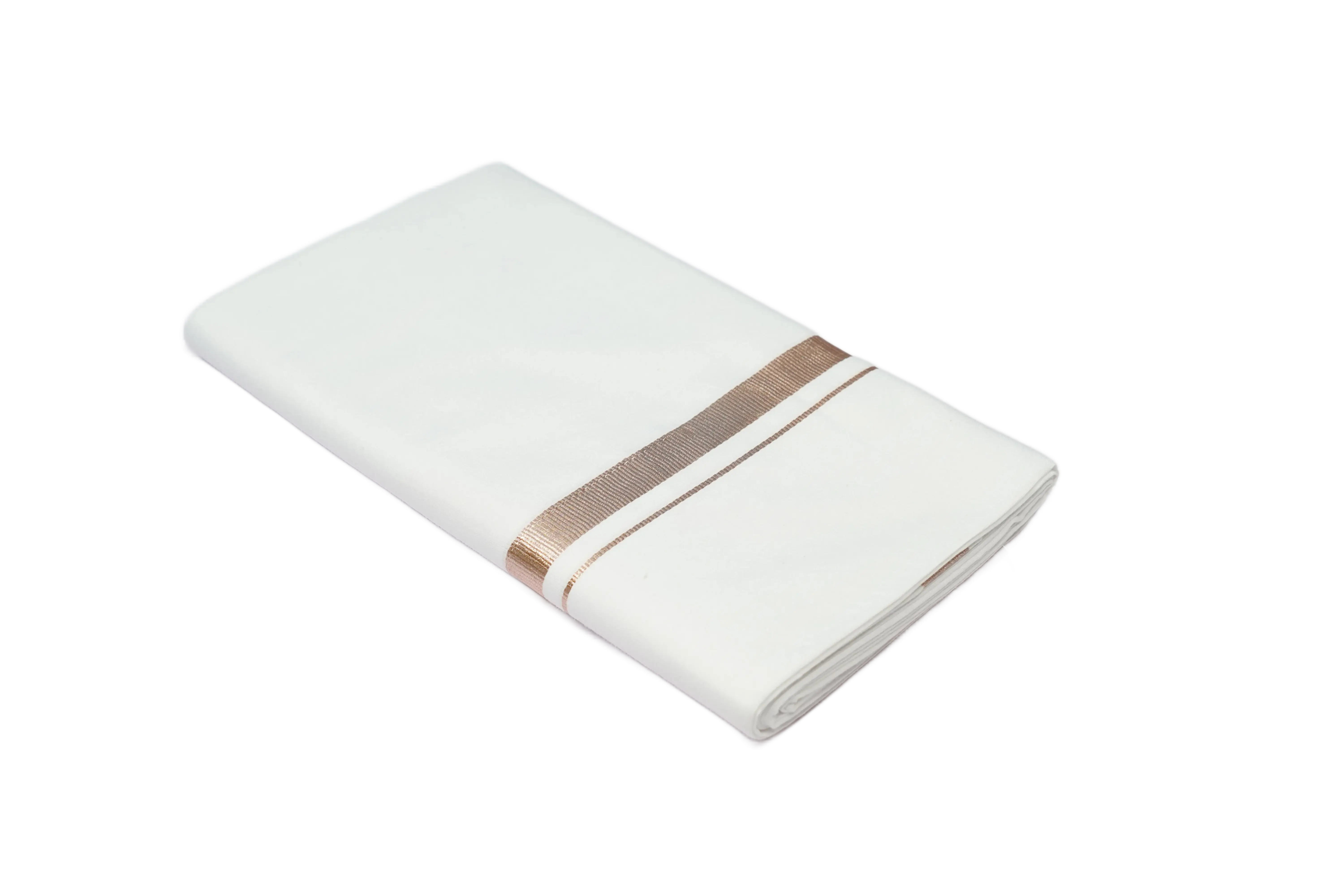 Pure cotton white dhoti with rose jari border