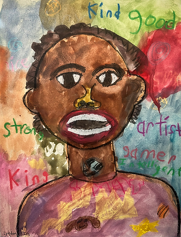 A 7 year old child's self portrait made during an in-home visit by the doctor