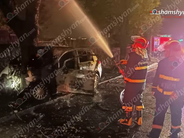 Երևանում «Nissan»-ը բախվել է ծառին և բռնկվել. կա տուժած