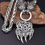 Thumbnail: Viking Bear Claw & Wolf Head Pendant Necklace