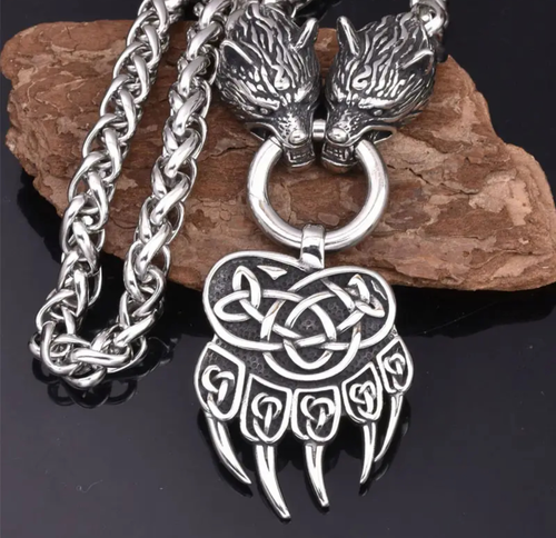 ネックレス・ペンダント Bear's two-claw necklace Viking Bear Claw & Wolf Head Pendant Necklace | AnetaBell