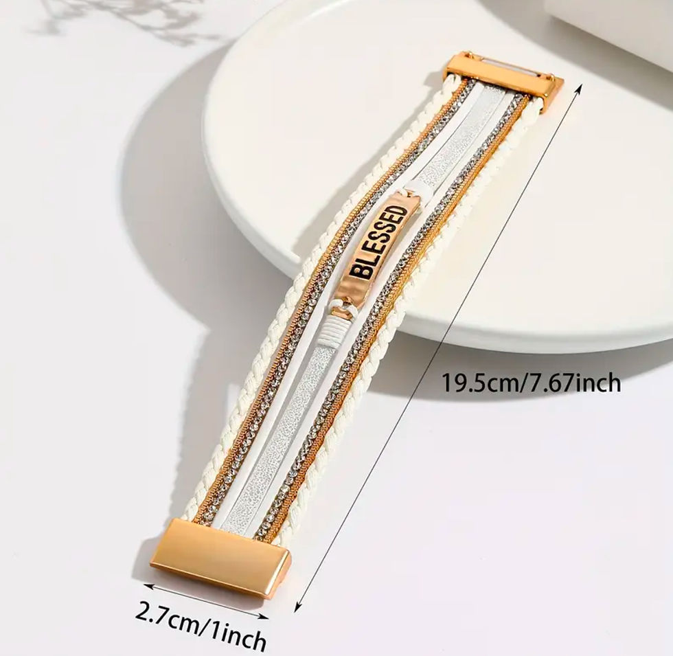 Thumbnail: Multi-layer Leather Bracelet - Rhinestone Accent