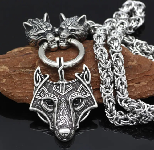 BaviPower Wolf Fenrir Viking Spirit Pendant Necklace 4mm Keel Chain...