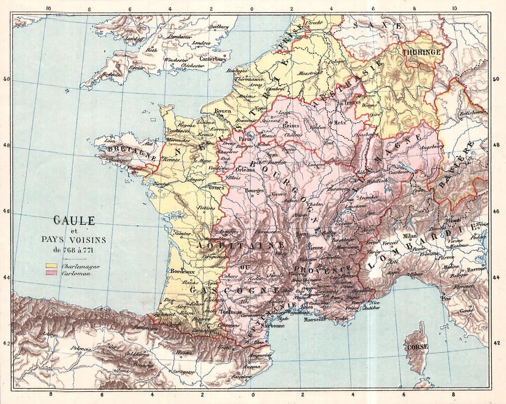 Gaul and neighboring countries, 768-771