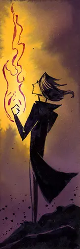 Rockstar fire mage fantasy bookmark.