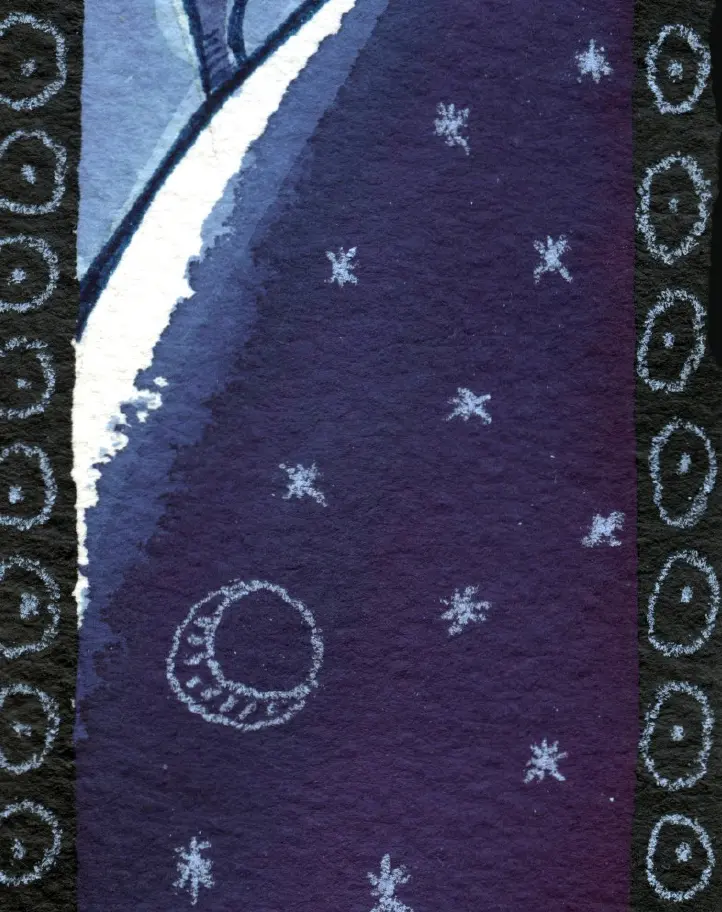 Blue fantasy night goddess bookmark.