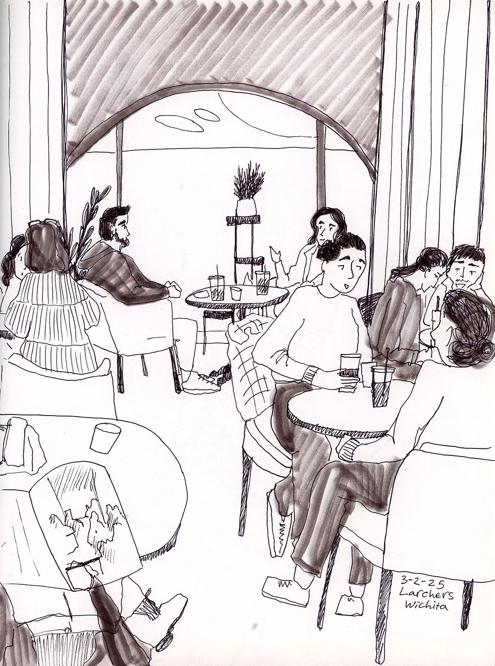 Editorial illustration by brand designer Kamilla Sims to promote Larcher's Market and the hospitality industry.