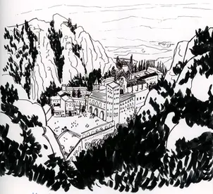 Outdoor travel illustration promoting tourism at Montserrat, IL by editorial illustrator Kamilla Sims.