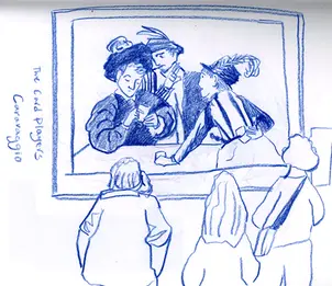 On site travel illustration promoting tourism at the Kimbell Museum in Fort Worth, Texas by editorial illustrator Kamilla Sims.