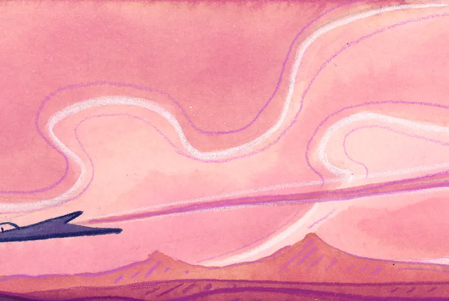 Retro sci-fi desert landscape bookmark.