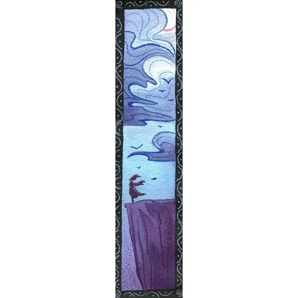 Blue windy cliff bookmark.
