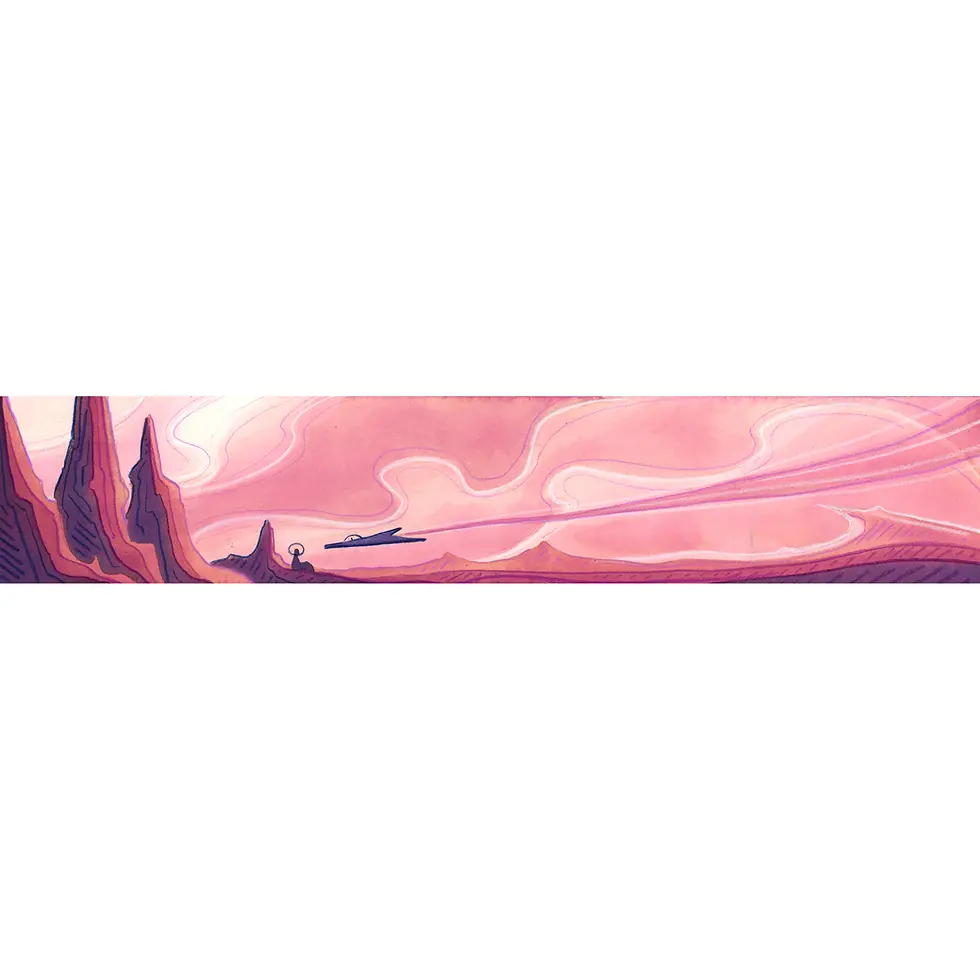Retro sci-fi desert landscape bookmark.
