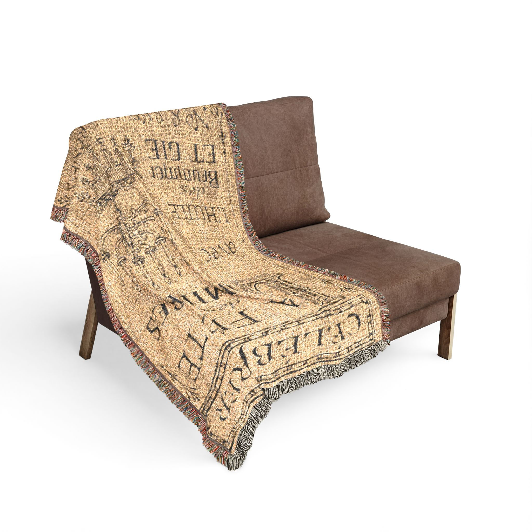 Woven Blanket Throw- Vintage Feast of Chanukkah — in French 
