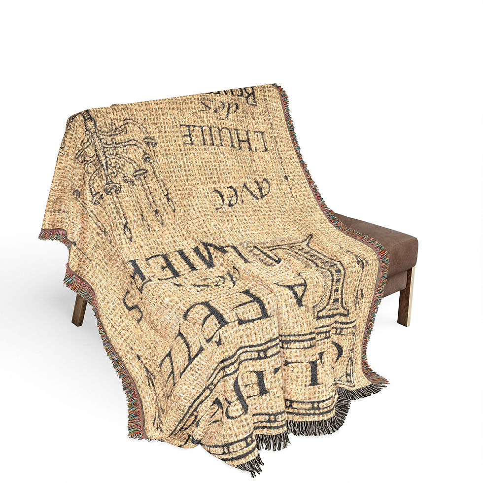 Thumbnail: Woven Blanket Throw- Vintage Feast of Chanukkah — in French 