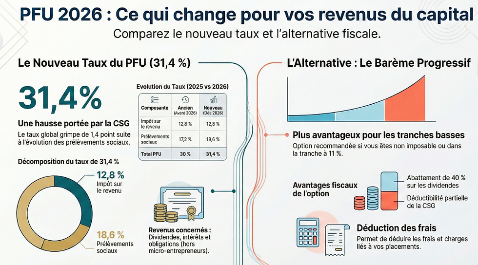 Évolution du taux du Prélèvement Forfaitaire Unique (PFU) 2026