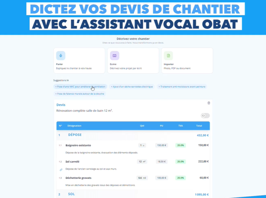 devis BTP à la voix grâce à l'IA