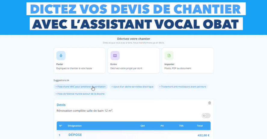 Devis vocal IA et comptabilité automatisée du BTP