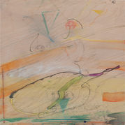 Johannes Lotz, Versuche über das Denken am Wasser (17), Aquarell und Tusche auf Holz, 30 x 40 cm, 2012