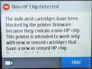 HP continúa bloqueando consumibles de terceros