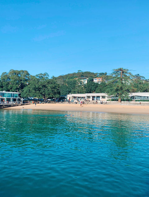 Looking at Balmoral Beach shoreline from the jetty