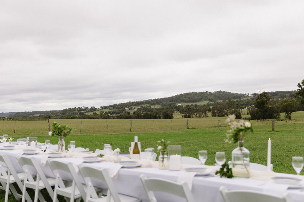 Long white table in the paddock