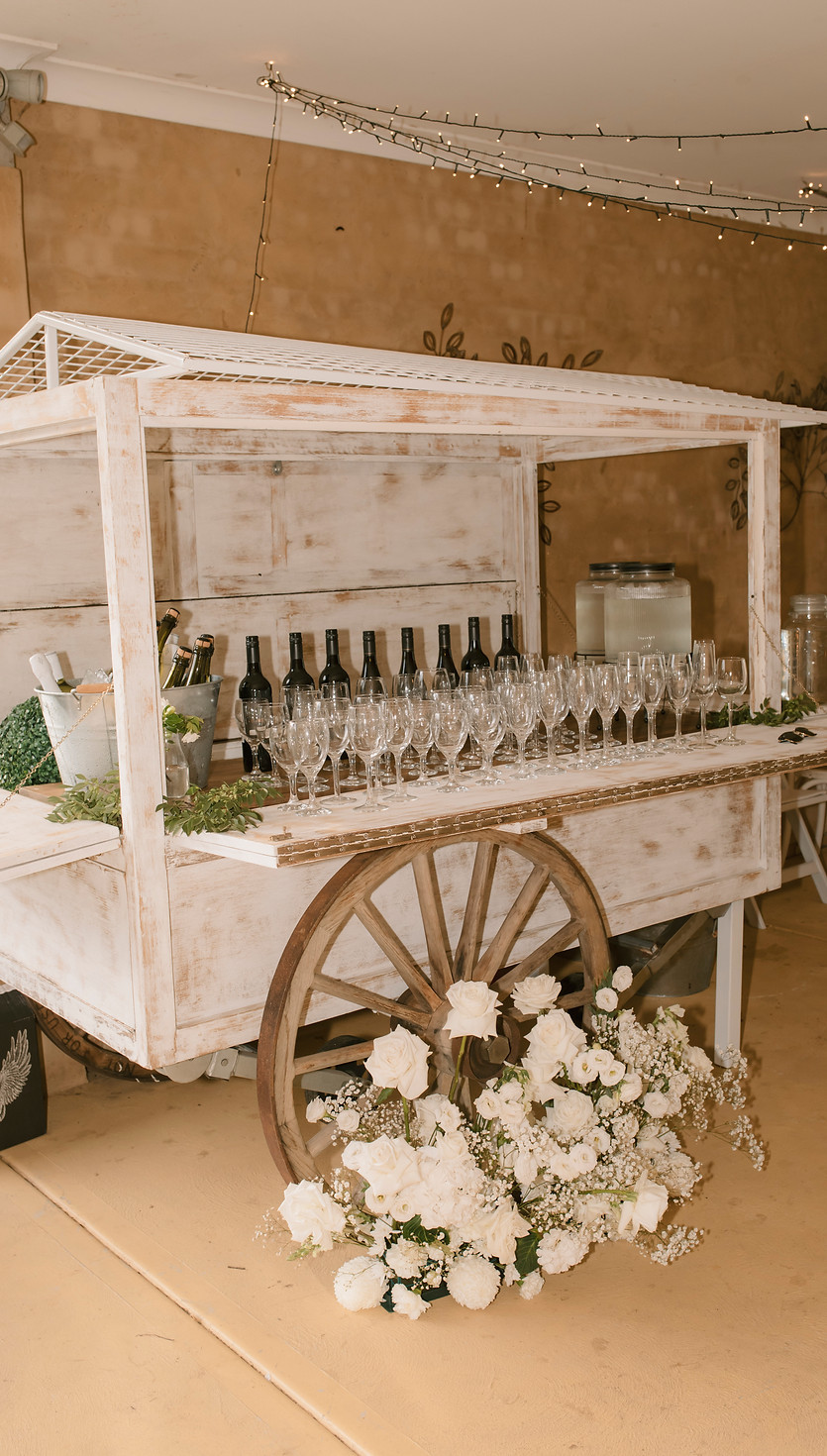 White rustic drinks cart