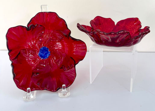 Dishes titled: Red Hot by artist, Mary Ida Rolape