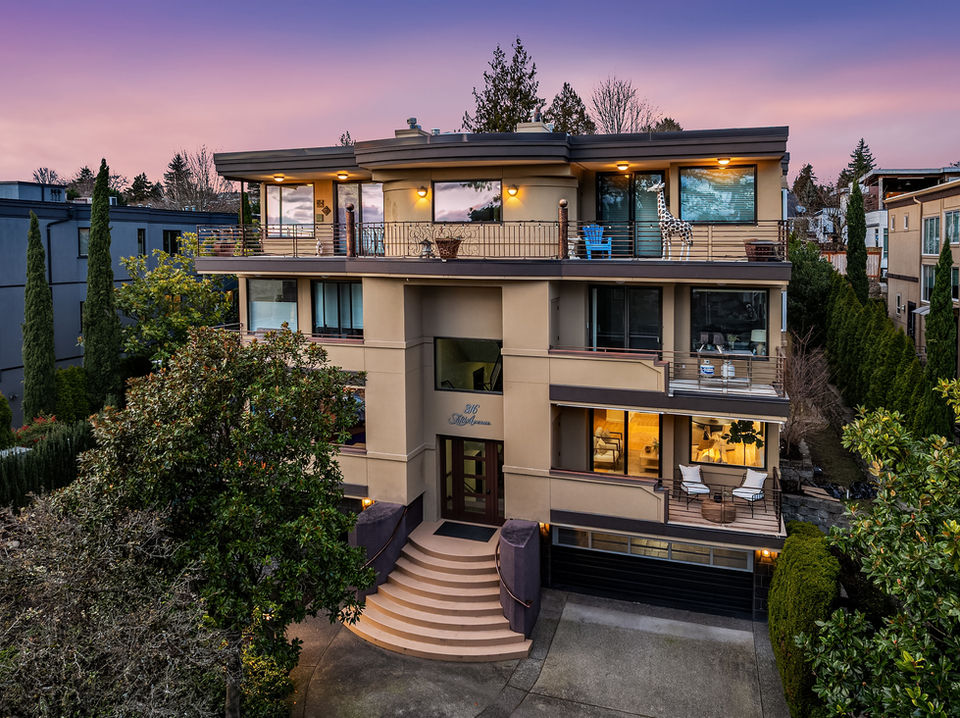 Impeccably updated and ideally located in the heart of Kirkland, this thoughtfully renovated condo blends privacy, natural light, and exceptional walkability to Downtown Kirkland and Google. Set within an intimate five-residence boutique building, this home offers a combination of comfort and convenience. Brand new hardwood floors, carpets, baseboards, interior paint, updated hardware, and all LED lighting create a refreshed, contemporary aesthetic throughout. South facing with abundant natural light, the great room is anchored by a gas fireplace and opens to a private balcony. The updated kitchen showcases brand new quartz countertops, new cabinets, stainless steel appliance package, and a pantry for additional storage, seamlessly connecting to the dining and living areas. Discover 2 en suites with full baths and an additional powder room, including a spacious primary with private patio access and a well appointed bath featuring a jetted soaking tub. Mature landscaping enhances the home's sense of privacy and serenity. Additional highlights include Lutron Caseta switches throughout, secured 2 car parking in an enclosed garage, a well run HOA, elevator access, a dedicated storage unit, and secondary storage off the balcony, just moments from the best Kirkland has to offer.