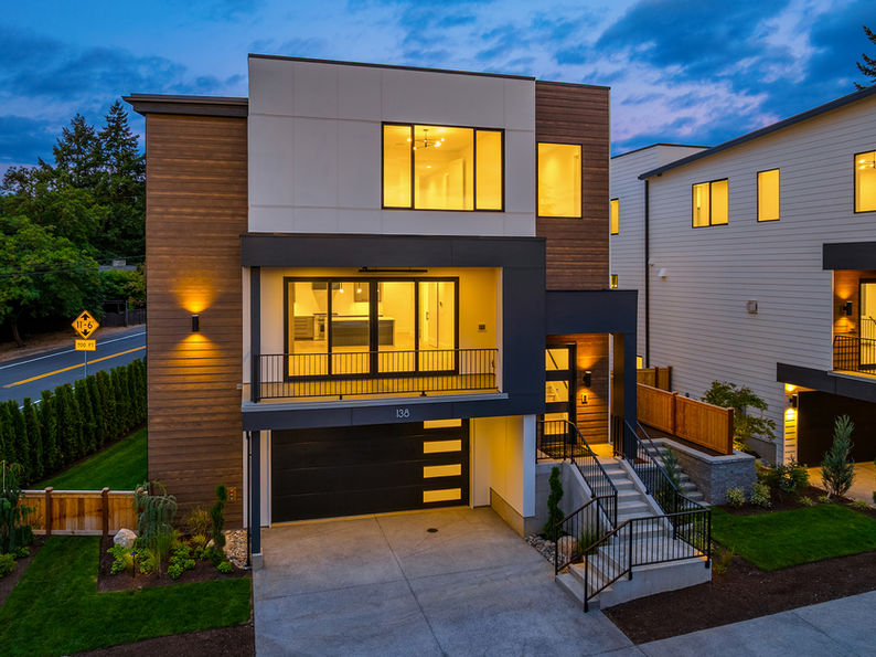 Enfort Homes presents, 'Maverick', ideally located in the Moss Bay neighborhood, just steps away from Google and all the DT Kirkland Amenities. These brand-new homes boast a modern, seamless aesthetic with elevated finishes and designer touches. 3 spacious view homes to choose from to suit an urban lifestyle ranging from 2647 to 3722sf. Large great rooms with patios and yards, sleek kitchens curated for the inspired chef, fully equipped with Thermador appliances. Lot 1 features main floor office + bedroom + 3/4 bath. Entertainment sized bonus room in the lower-level w/ guest suite. Upper-level features luxurious primary suite with gas fireplace and lavish spa bath + walk-in closet + 2 additional en-suites. A/C, 2-car garage with EV charging